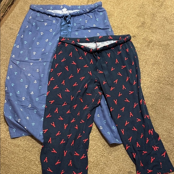 Nautica Blue and Navy Pajama Set with Anchor and Lobster Print - Picture 1 of 7